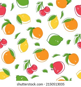 Seamless pattern of different fruits