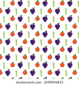 seamless pattern with different fruits