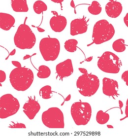 Seamless pattern with different fruits.