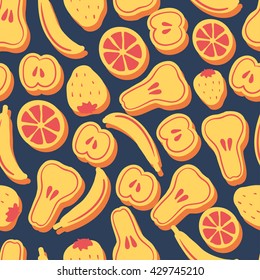 Seamless pattern with different fruits. vector illustration