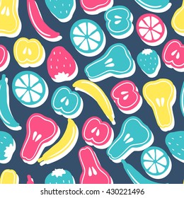 Seamless pattern with different fruits. vector illustration