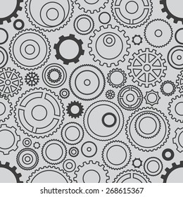 Seamless pattern or different gear wheels. Minimalism illustration concept