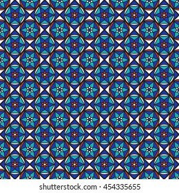 Seamless pattern of different geometric shapes. Bright image. Oriental pattern.