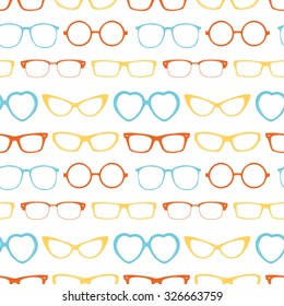 Seamless pattern with different glasses. Vector illustration
