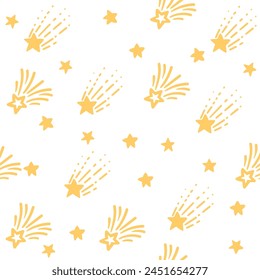 Seamless pattern of different golden stars vector illustration on white background