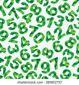 Seamless pattern with different green abstract numbers