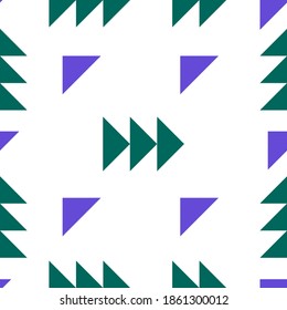 Seamless pattern with different green and purple triangles