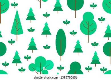 seamless pattern with different green trees, vector illustration