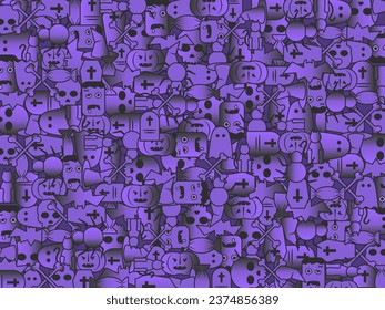 Seamless pattern with different Halloween elements