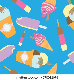 seamless pattern of different ice cream. background vector 4