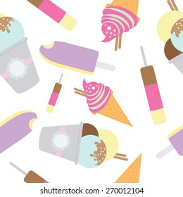 seamless pattern of different ice cream. background vector 3