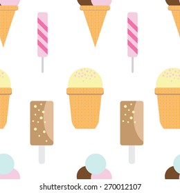 seamless pattern of different ice cream. background vector