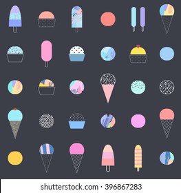 Seamless pattern with different ice cream. Vector
