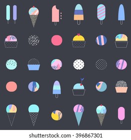 Seamless pattern with different ice cream. Vector