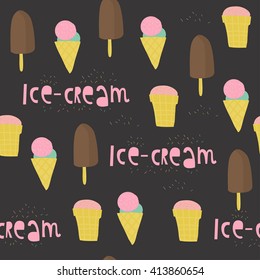 Seamless pattern with different ice cream. 