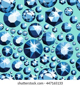 Seamless pattern with different jewels. Seamless gemstones background. Diamond Design. Vector illustration