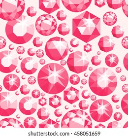 Seamless pattern with different jewels. Seamless gemstones background. Diamond Design. Vector illustration.
