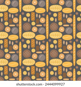 Seamless pattern of the different kinds of bread
