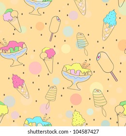 Seamless pattern with different kinds of tasty ice cream
