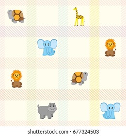 Seamless pattern with different kinds of wild animals. You can use it as a screen saver, background, wallpaper. Vector illustration.
