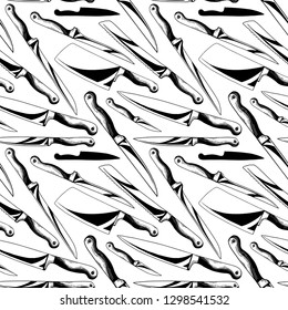 Seamless pattern with different knives. Vector illustration