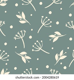 Seamless pattern, different leaves and branches - Vector illustration