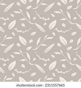 Seamless pattern from different leaves. endless texture with hand drawing leaves. Natural vector illustration