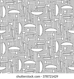 Seamless pattern with different lumber tools. Vector illustration
