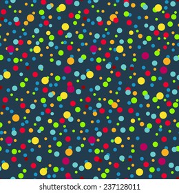 Seamless pattern with different multicolor confetti. Abstract colorful background. Repeatable texture. Vector file is EPS8.