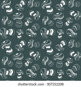 Seamless pattern with different mushrooms
