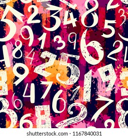 Seamless pattern with different numbers on texture background
