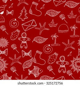 Seamless pattern with different objects. Vector illustration.