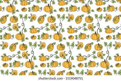 seamless pattern with different pumpkins