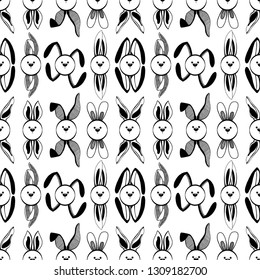 Seamless pattern with different rabbit ears. Easter pattern