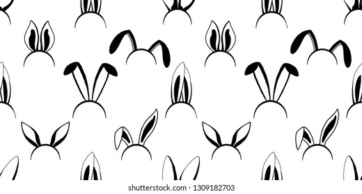 Seamless pattern with different rabbit ears. Easter pattern