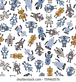 Seamless pattern with different robots.