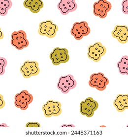 Patrón sin costura con diferentes herramientas de costura y bordado sobre fondo blanco. Textura repetida sin fin con artículos artesanales para imprimir. Ilustración vectorial plana de color de fondo imprimible