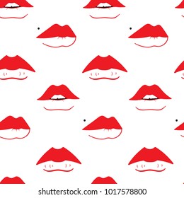 Seamless pattern with different sexy female lips shapes. Fashion sketch background.