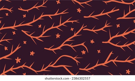 Seamless pattern with different shapes on a dark background. Big stars - vector seamless pattern. Pattern with stars. Light Orange vector cover with small and big stars.