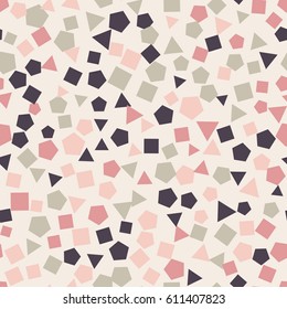 Seamless pattern with different shapes on a beige background. Vector repeating texture.