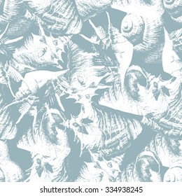 Seamless pattern with different shells. Vector. Hand drawn.