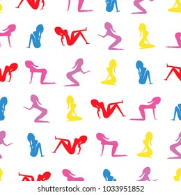 Seamless pattern of different silhouettes of girls.