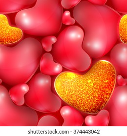 Seamless pattern with different sized hearts to the Happy Valentine's day, vector illustration