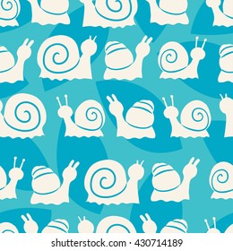 Seamless pattern with different snails. Vector illustration