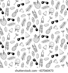 Seamless pattern with different summer cocktails. Vector illustration