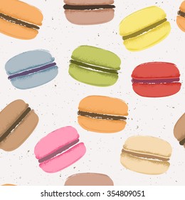 Seamless pattern with different taste macaroons