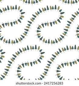 Seamless pattern with different trees on a white. Forest background. deciduous trees, conifers, spruce, fir tree, pine