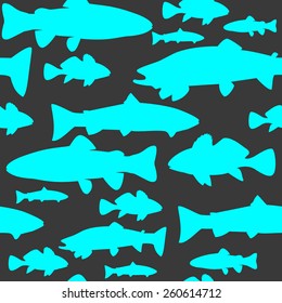 Seamless pattern with different type of fish