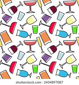 Seamless pattern with different types of cocktails vector illustration 