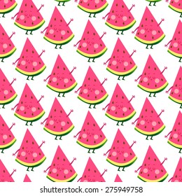 Seamless pattern with different types of delicious fruits. Vector illustration into a flat style. Children's joy. Time for a smoothie.